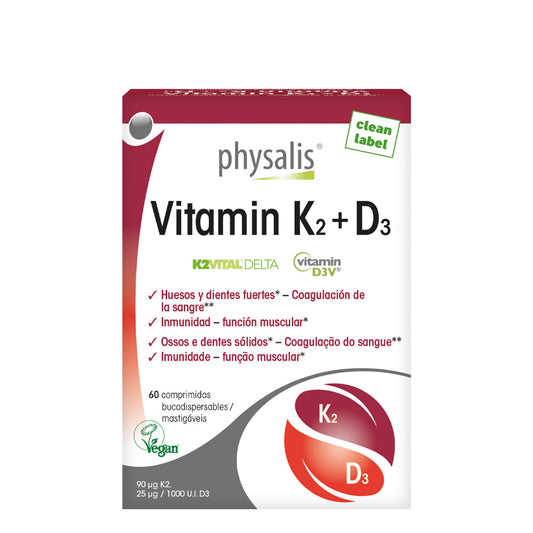 Physalis Vitamin K2 + D3 Comprimidos Mastigáveis x 60