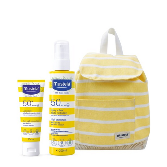 Mustela Spray Solaire SPF50+ 200 ml + Lait SPF50+ 40 ml + Sac à Dos