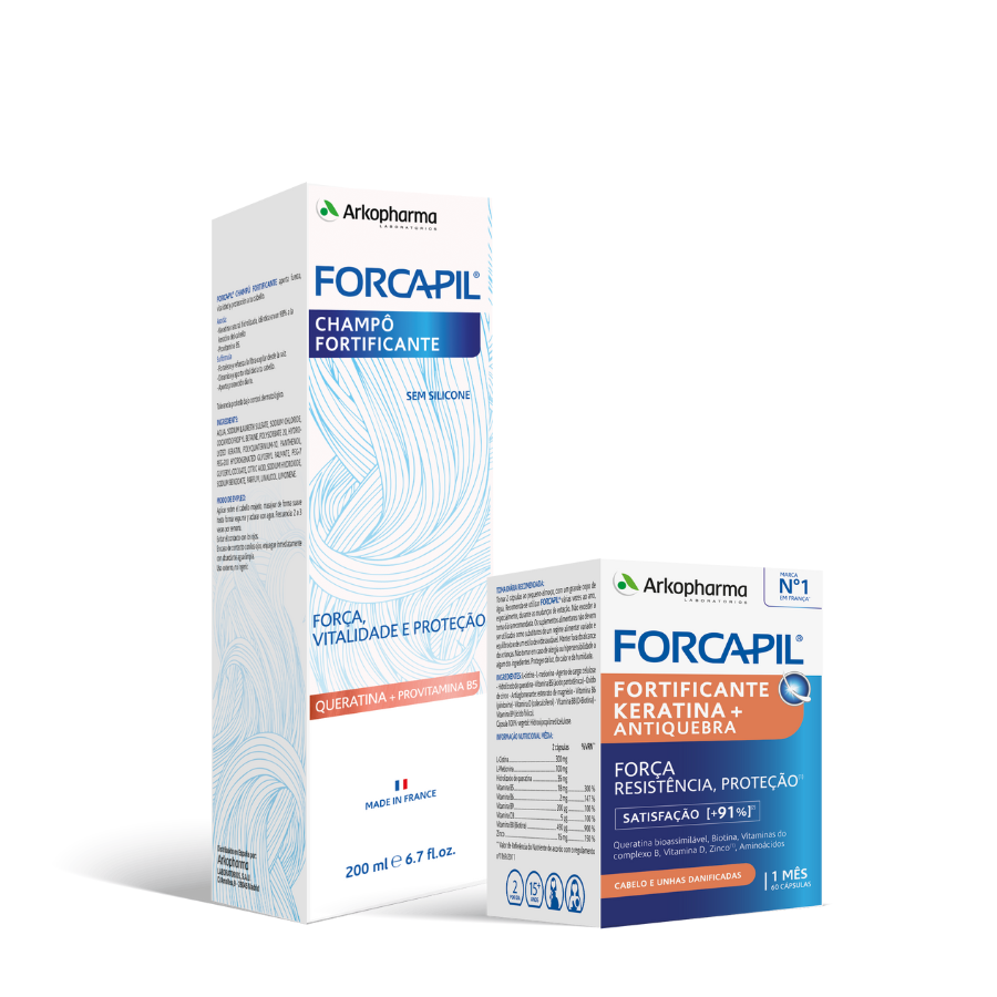 Forcapil Champú Fortificante 200ml + Keratina Cápsulas x60