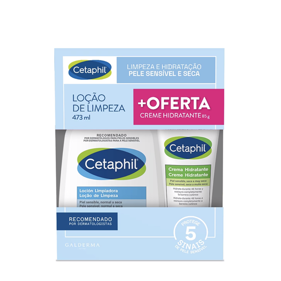 Cetaphil Lotion Nettoyante 473 ml + Crème Hydratante 85 g