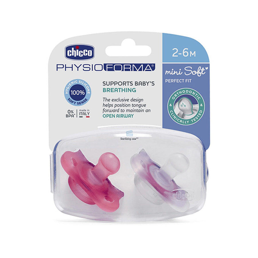 Chicco Physio Pacifier Shape Mini Soft Girl 2-6m x2